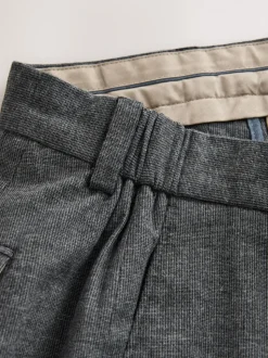 Antraciet - Regular Fit Smart Brushed Cotton Textured Trousers