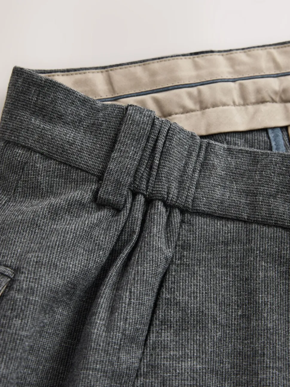 Antraciet - Regular Fit Smart Brushed Cotton Textured Trousers