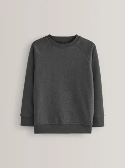 Antraciet - Schoolsweater met ronde hals (3-17jr)