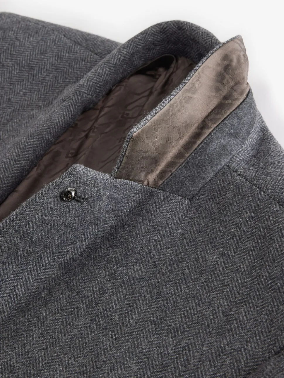 Antraciet - Slim Fit - Blazer met visgraatmotief en hoog wolgehalte