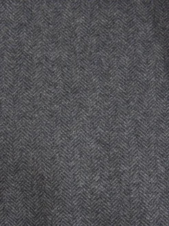 Antraciet - Slim Fit - Blazer met visgraatmotief en hoog wolgehalte