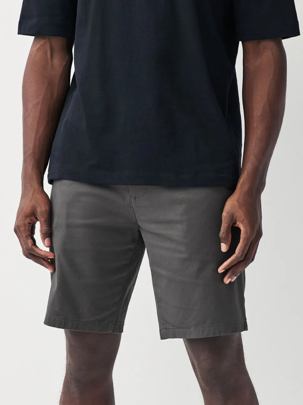 Antraciet - Slim Fit - Chinoshort met stretch