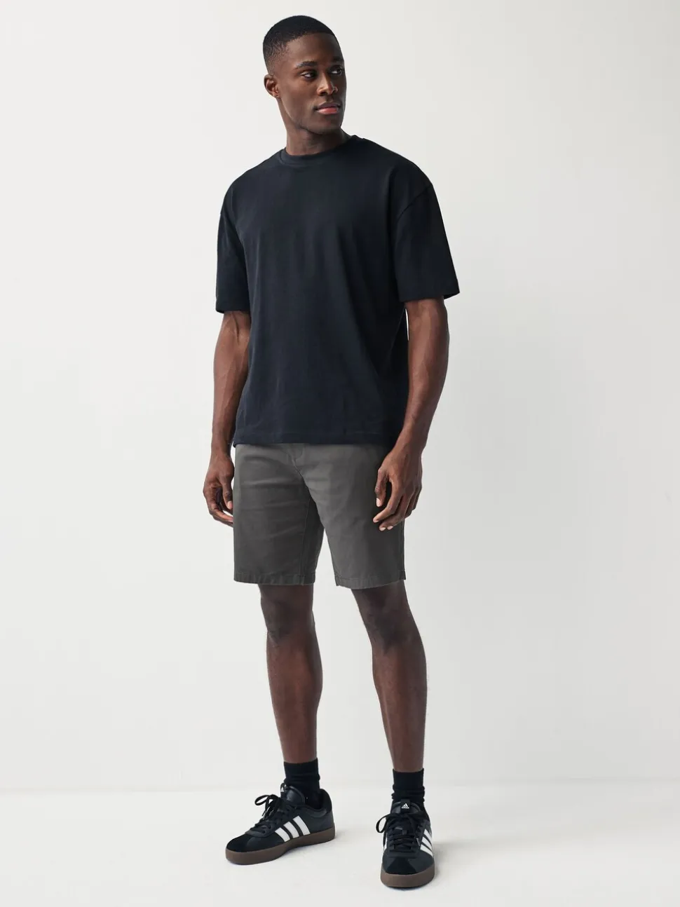 Antraciet - Slim Fit - Chinoshort met stretch