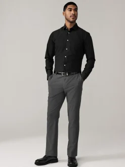 Antraciet - Slim Fit - Elasticated Waist Motionflex Stretch Smart Trousers