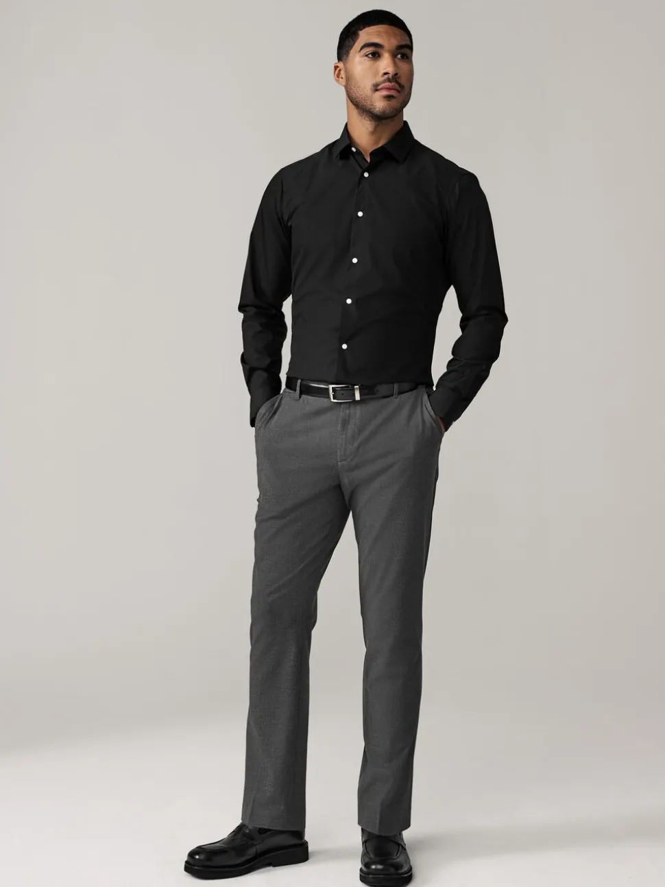 Antraciet - Slim Fit - Elasticated Waist Motionflex Stretch Smart Trousers