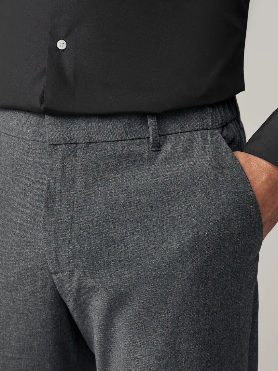 Antraciet - Slim Fit - Elasticated Waist Motionflex Stretch Smart Trousers
