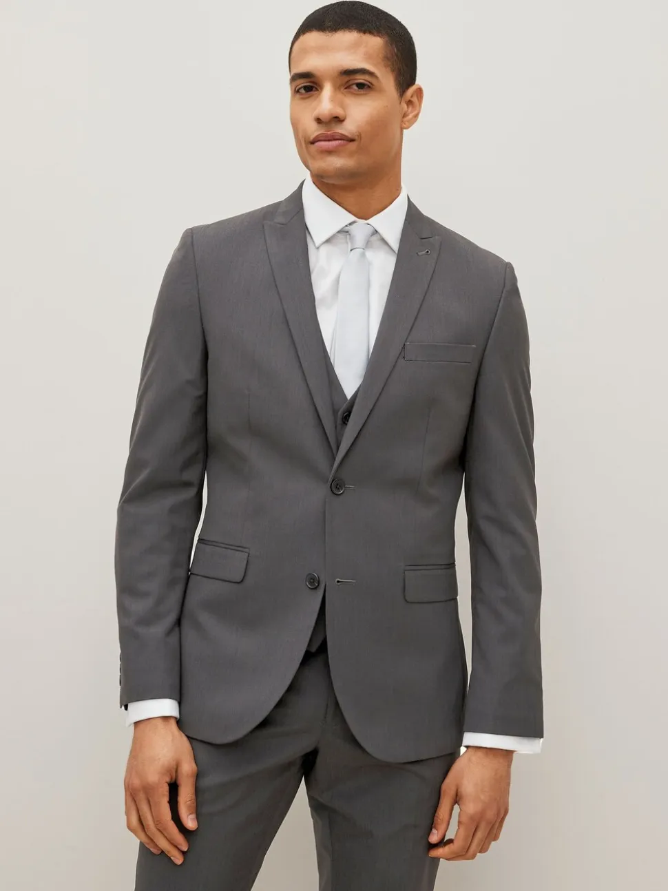 Antraciet - Slim Fit - Kostuum met twee knopen: colbert