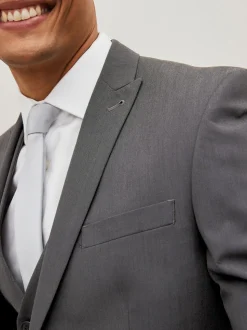 Antraciet - Slim Fit - Kostuum met twee knopen: colbert
