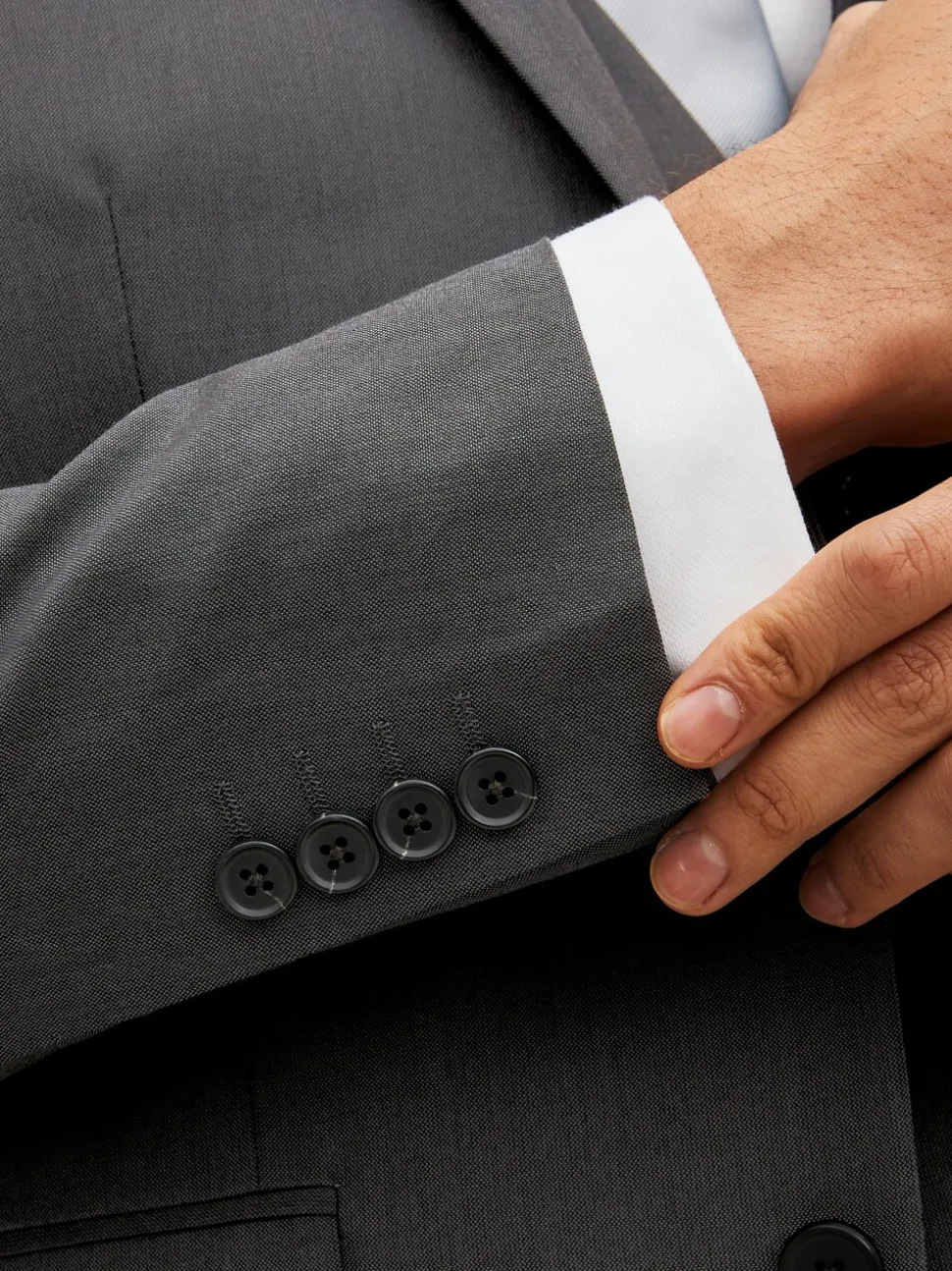 Antraciet - Slim Fit - Kostuum met twee knopen: colbert