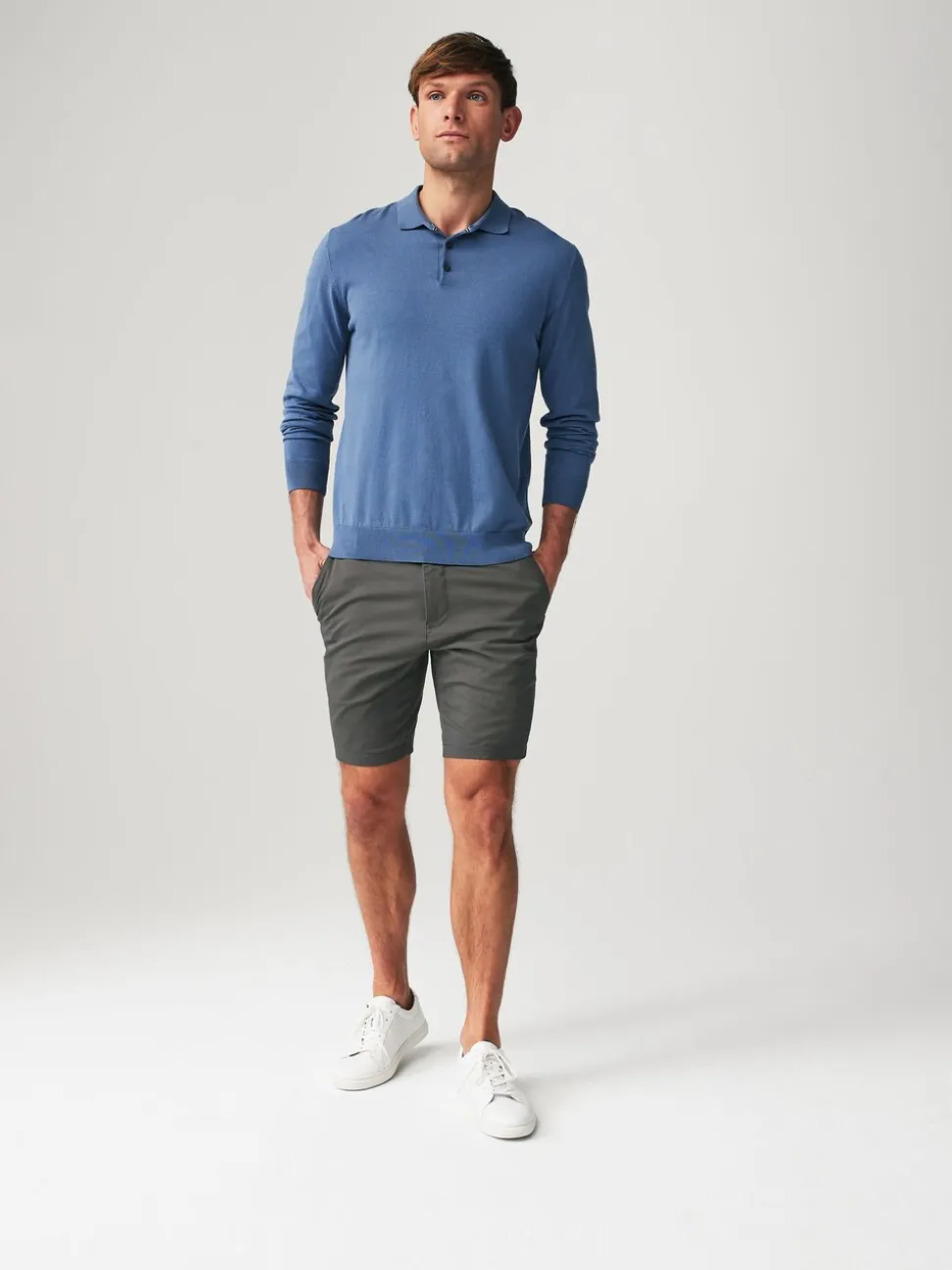Antraciet - Strakke Pasvorm - Chinoshort met stretch