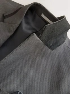 Antraciet - Strakke Pasvorm - Inset Lapel Detail Tuxedo Suit Jacket