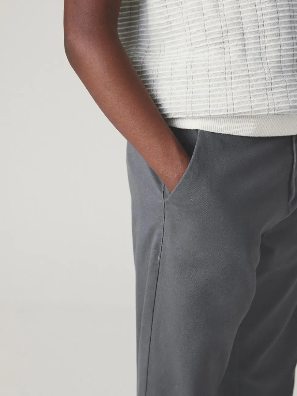 Antraciet - Stretchy chino's (3-17jr)