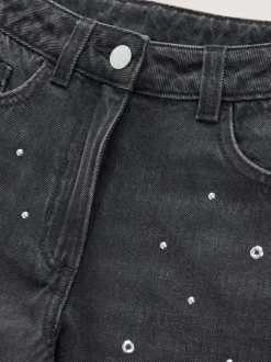 Antraciet - Stud Embellished Wide Leg Jeans (3-16yrs)