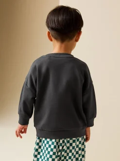 Antraciet - Sweatshirt met ronde hals en all-over print (3 mnd - 7 jr)