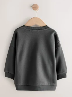 Antraciet - Sweatshirt met ronde hals en all-over print (3 mnd - 7 jr)