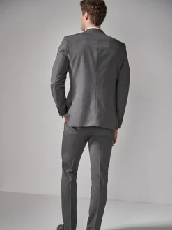 Antraciet - Tailored fit - Kostuum met twee knopen: colbert