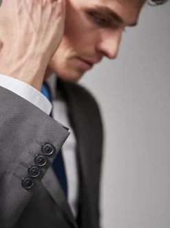 Antraciet - Tailored fit - Kostuum met twee knopen: colbert