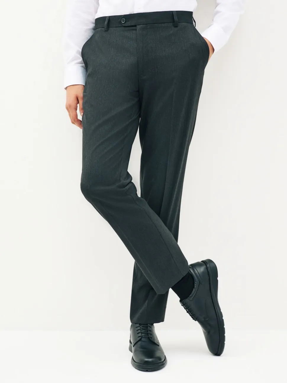 Antraciet - Tailored fit - Chique stretchy broek