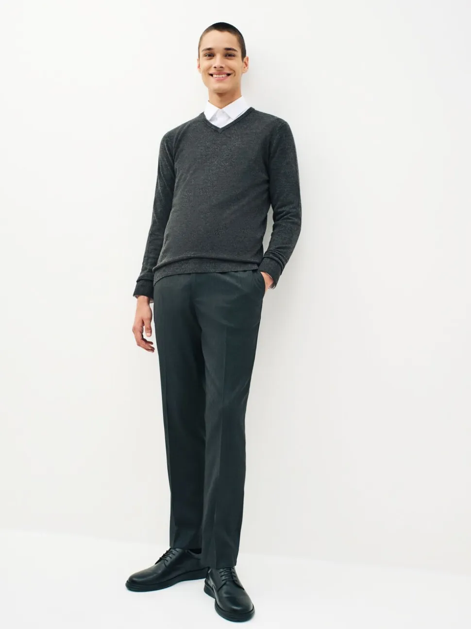 Antraciet - Tailored fit - Chique stretchy broek