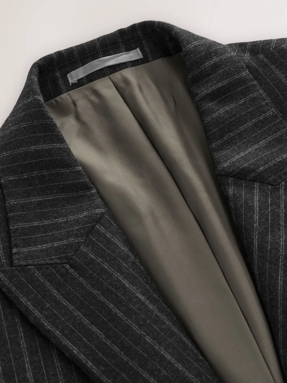 Antraciet - Tailored Fit Signature Empire Mills 100% British Wool Stripe Suit Jacket