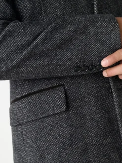Antraciet - Wollen Epsom met ribfluwelen afwerking
