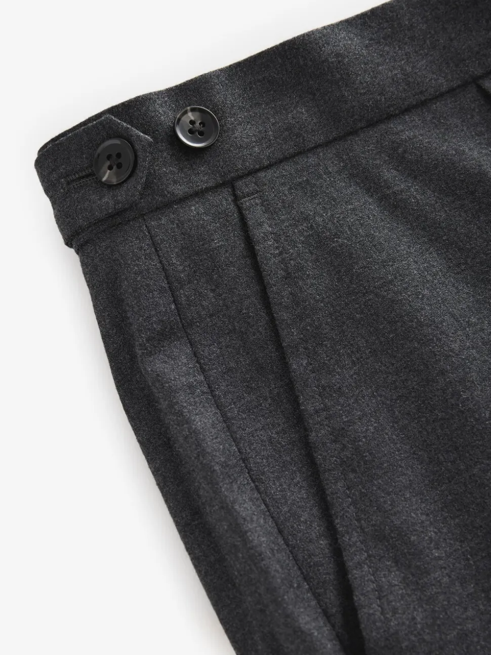 Antraciet - Wollen Rijke Slim Textuur Broek Met Zijverstellers