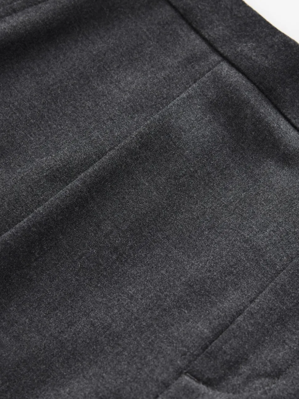 Antraciet - Wollen Rijke Slim Textuur Broek Met Zijverstellers