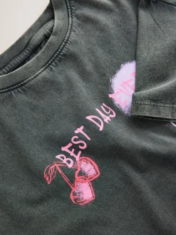 Antraciet graffiti - Oversized T-shirt met grafische print (3-16jr)