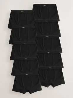 Antraciet zwart - Set van 10 boxershorts met zachte tailleband (2-16 jr)
