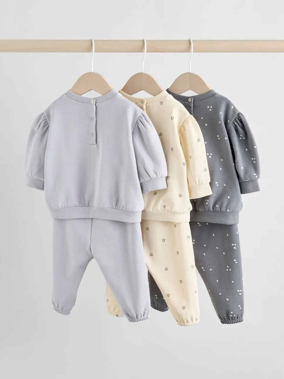 Antracietgrijs & Crème - Baby sweatshirt en joggingbroek 6 -delige set (0mnd -2jr)