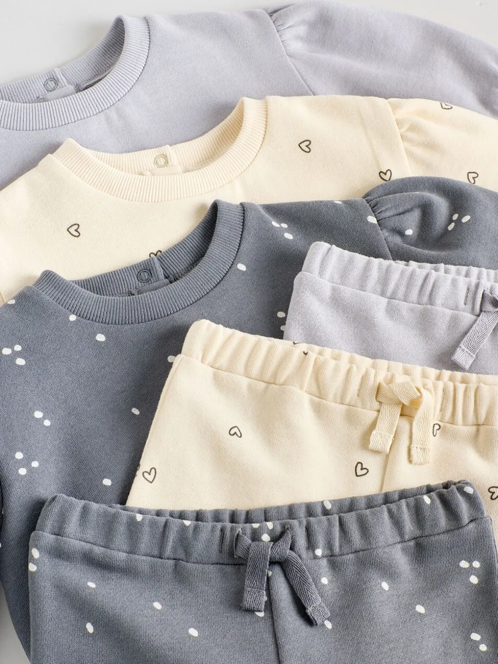 Antracietgrijs & Crème - Baby sweatshirt en joggingbroek 6 -delige set (0mnd -2jr)