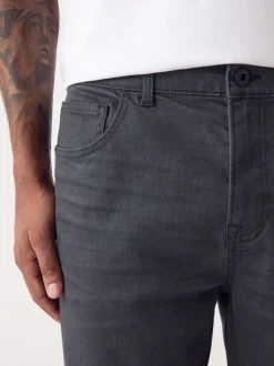 Antracietgrijs - Klassieke stretchjeans met standaard taps toelopende pasvorm
