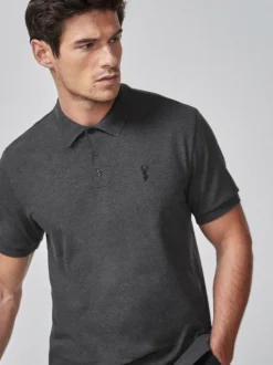 Antracietgrijs - Normale Pasvorm - Piqué poloshirt met korte mouwen