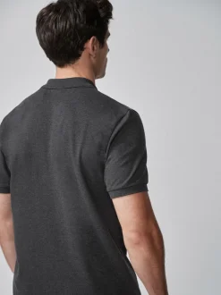 Antracietgrijs - Normale Pasvorm - Piqué poloshirt met korte mouwen