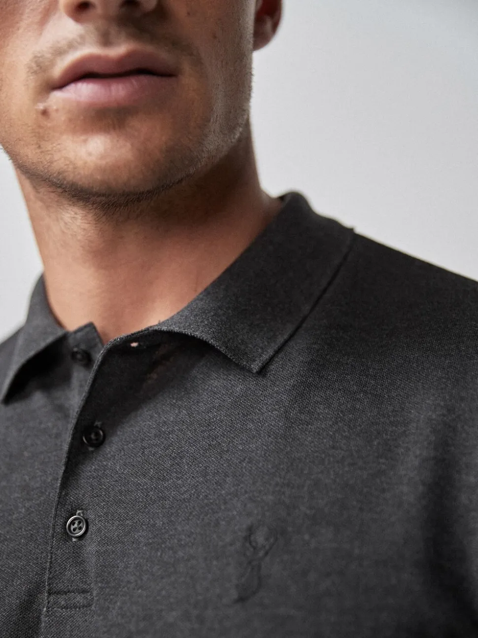 Antracietgrijs - Normale Pasvorm - Piqué poloshirt met korte mouwen