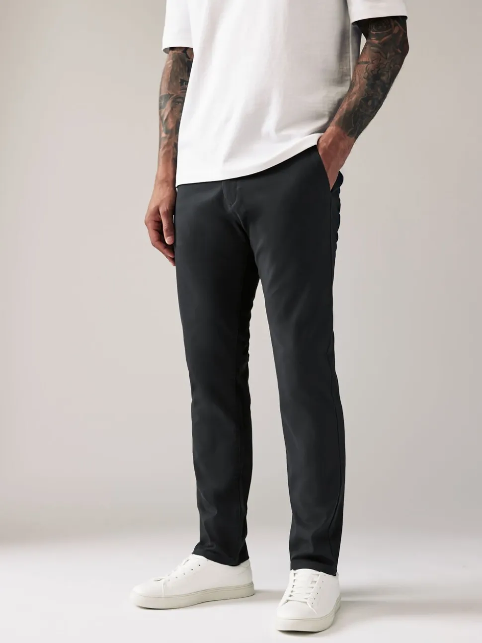 Antracietgrijs - Slim Fit - Stretchy chino