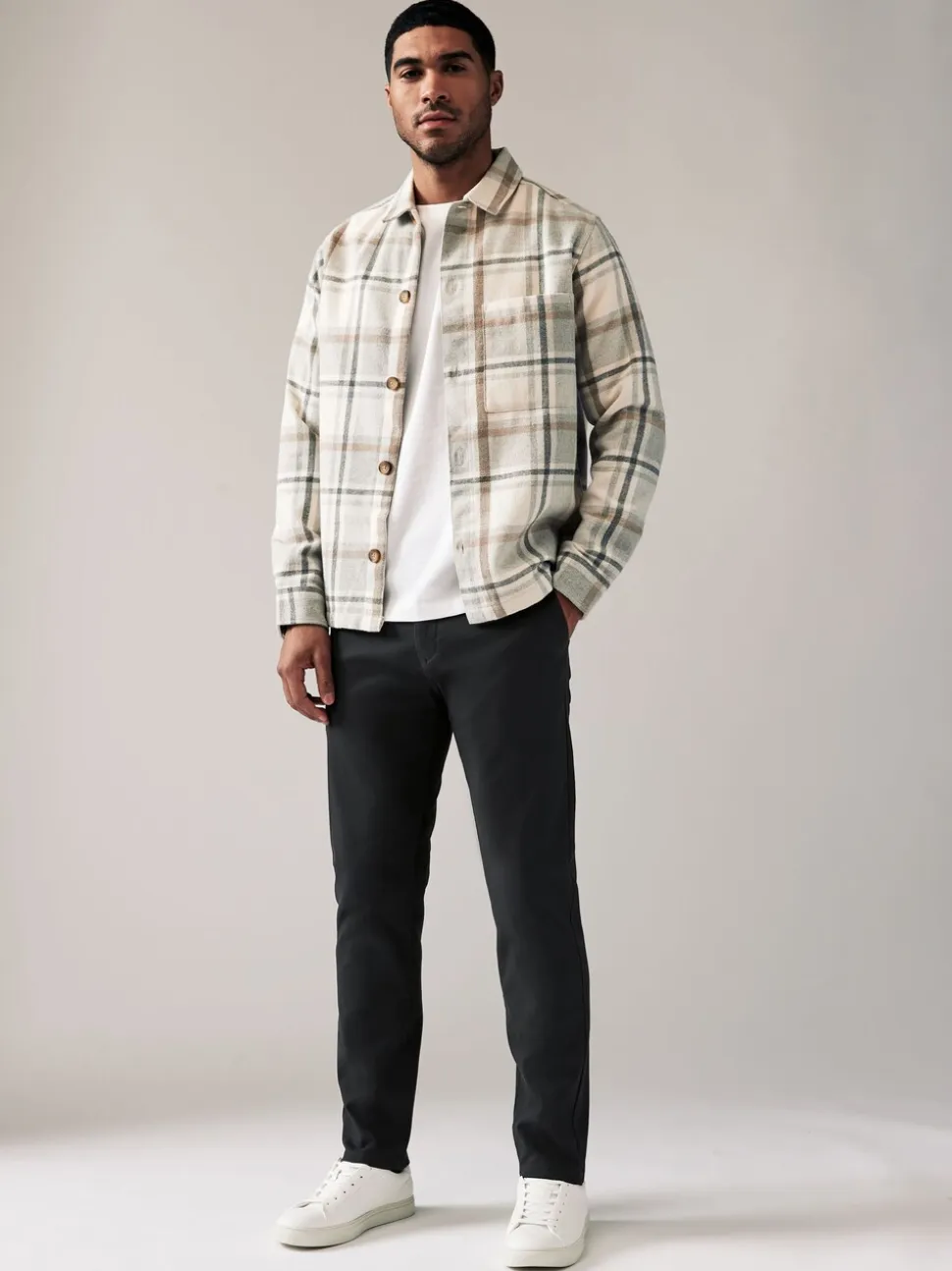 Antracietgrijs - Slim Fit - Stretchy chino