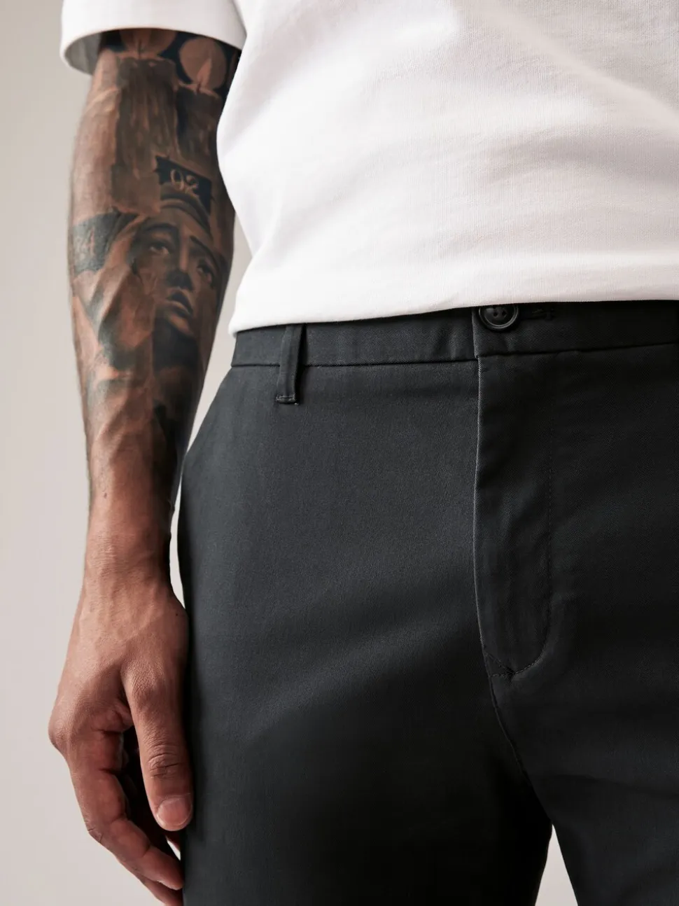 Antracietgrijs - Slim Fit - Stretchy chino
