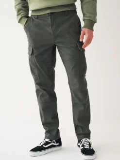 Antracietgrijs - Slim Fit - Katoenen cargostretchbroek