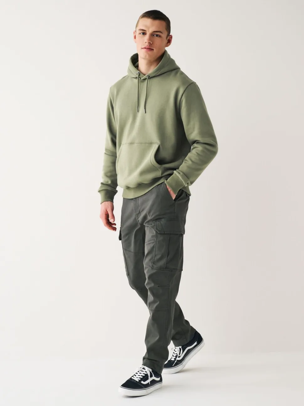 Antracietgrijs - Slim Fit - Katoenen cargostretchbroek