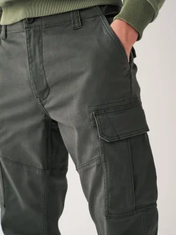 Antracietgrijs - Slim Fit - Katoenen cargostretchbroek