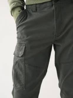 Antracietgrijs - Slim Fit - Katoenen cargostretchbroek