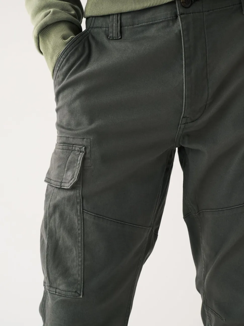 Antracietgrijs - Slim Fit - Katoenen cargostretchbroek