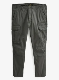 Antracietgrijs - Slim Fit - Katoenen cargostretchbroek
