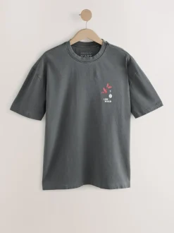 Antracietgrijs Hiroshige - Relaxed fit - T-shirt met kunstenaars/artiestlicentie