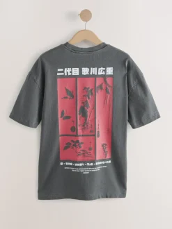 Antracietgrijs Hiroshige - Relaxed fit - T-shirt met kunstenaars/artiestlicentie