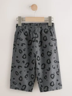 Antracietgrijs luipaardprint - Wijde broek met elastische taille (3mnd-7jr)