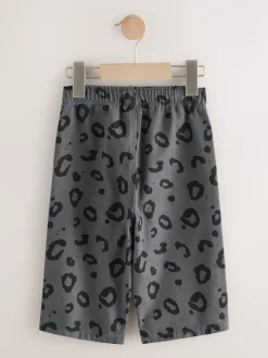 Antracietgrijs luipaardprint - Wijde broek met elastische taille (3mnd-7jr)