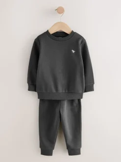 Antracietgrijs/groen - Set van 2 sweatshirts en joggingbroeken (3mnd -7jr)