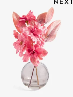 Artificial Azalea In Glass Vase